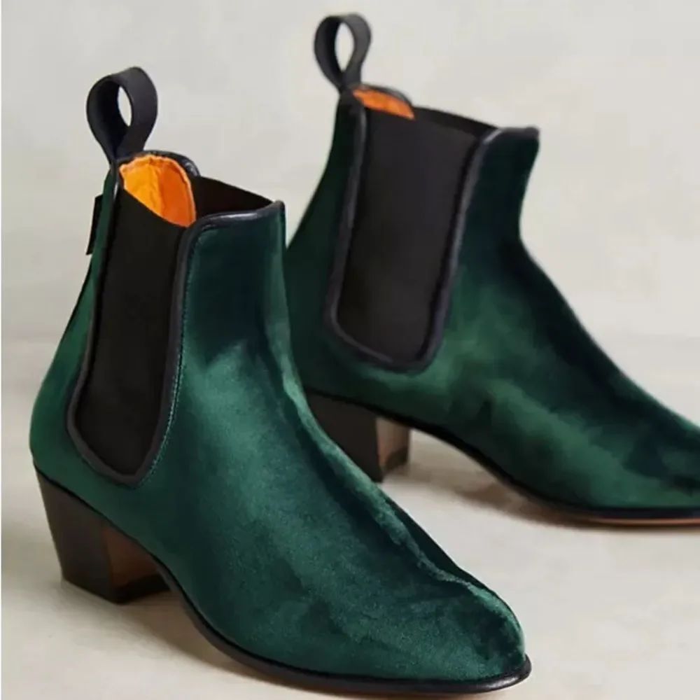 Anthropologie Penelope Chilvers Velvet Chelsea Boots NIB
